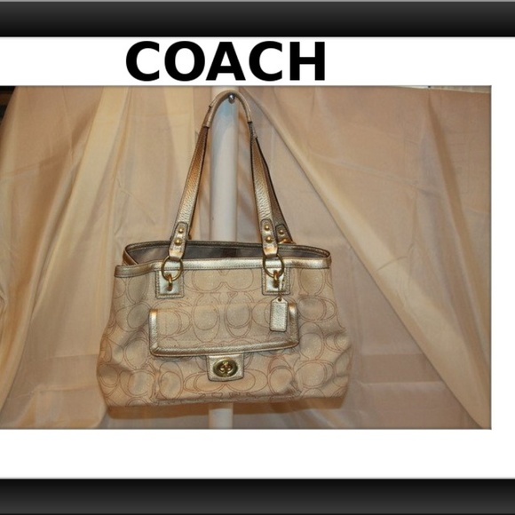 19231 Coach Penelope Signature Linen Carryall - Picture 1 of 8